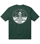 T-shirt verde scuro Scugnizzi 0-16 Vans Entertainment in cotone con stampa grafica a tema teschio sul retro