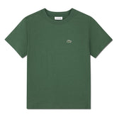 T-shirt verde a maniche corte in cotone Scugnizzi 0-16 con logo Lacoste ricamato sul petto