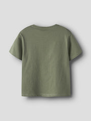 T-shirt a maniche corte verde oliva Scugnizzi 0-16 in cotone con girocollo, vista posteriore