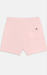 Pantaloncini rosa in cotone Tommy Hilfiger per bambini con tasca posteriore e logo, collezione Scugnizzi 0-16