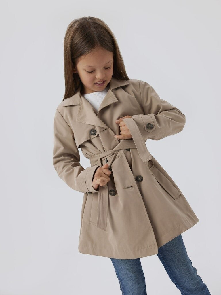 Trench coat color Savannah Tan in cotone per ragazza di Scugnizzi 0-16 con cintura in vita e bottoni