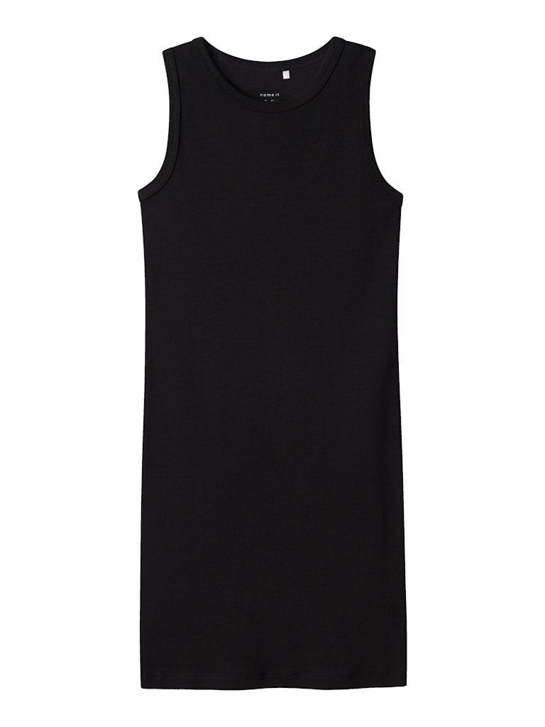 Vestito nero senza maniche Scugnizzi 0-16 in morbido tessuto a costine con scollo rotondo per bambina