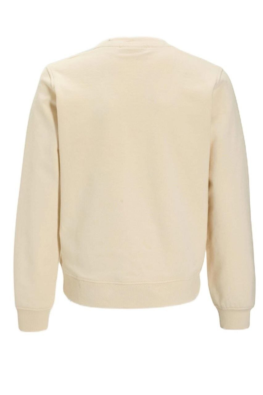 Felpa girocollo Scugnizzi 0-16 in cotone color crema con logo glitterato dorato sul davanti.