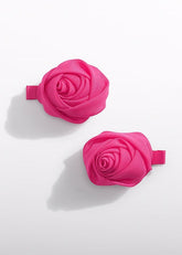Set di 2 fermagli per capelli Scugnizzi 0-16 con fiore rosa in tessuto, design realistico, perfetti per bambine.