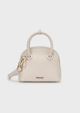 Borsa a mano e tracolla Scugnizzi 0-16 in ecopelle color crema, design a cupola con finiture dorate.