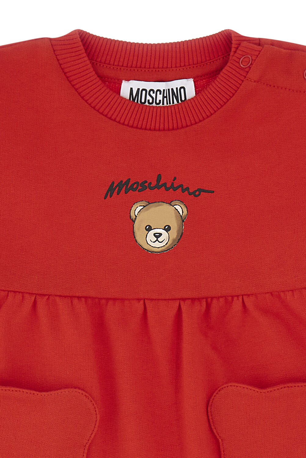 Moschino abito neonata in cotone rosso - vista alternativa 3