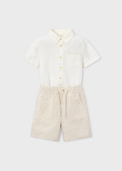 Mayoral Set bermuda lino elegante bambino avena riga – vista 4