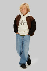 Calvin Klein Kids felpa con cappuccio ragazzo bianco - vista alternativa 2