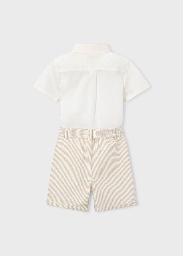 Mayoral Set bermuda lino elegante bambino avena riga – vista 5