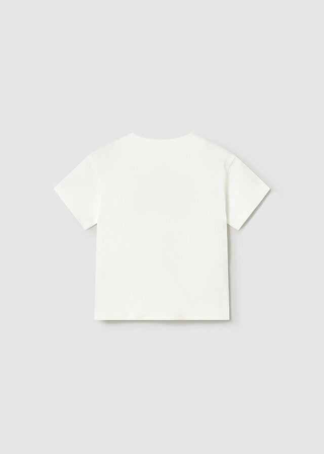 Mayoral T-shirt a manica corta applicazione bambino baby panna – vista 2