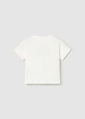 Mayoral T-shirt a manica corta applicazione bambino baby panna – vista 2