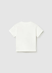 Mayoral T-shirt a manica corta macchinine bambino baby panna – vista 2