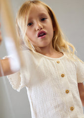 Mayoral T-shirt a manica corta bambina bianc osso 3014-15-6J