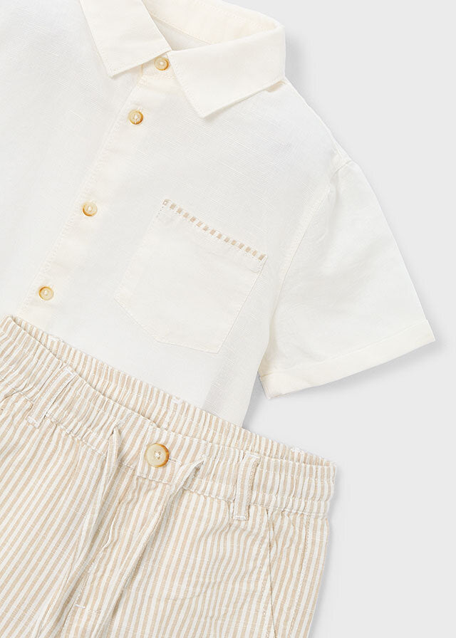 Mayoral Set bermuda lino elegante bambino avena riga – vista 6