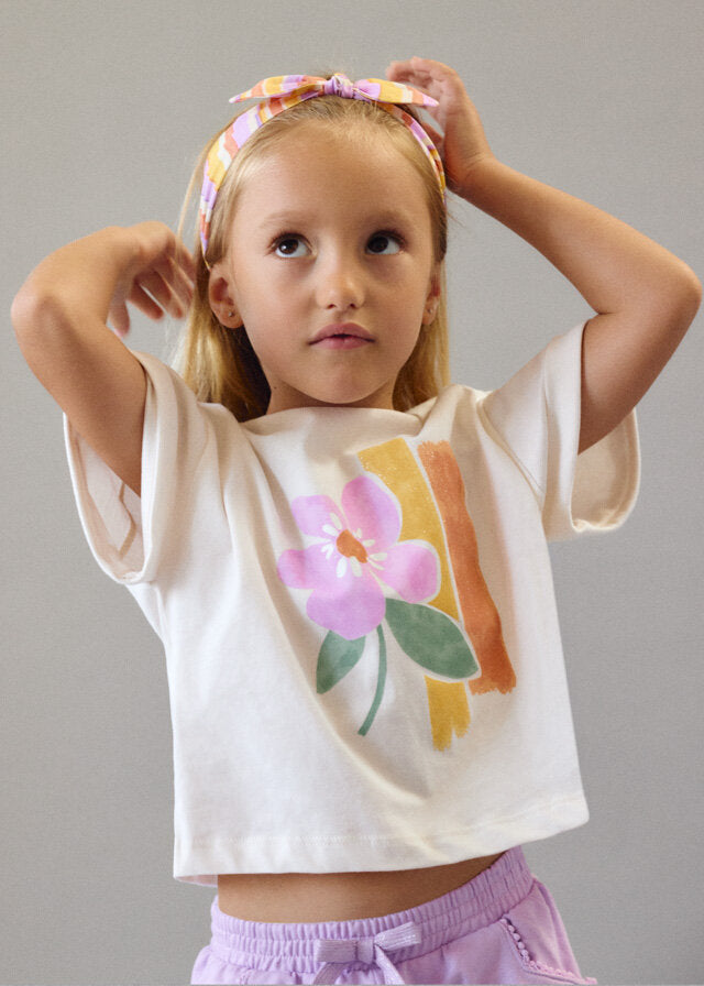 Mayoral T-shirt a manica corta bambina bianc osso 3010-94-6G – vista 2