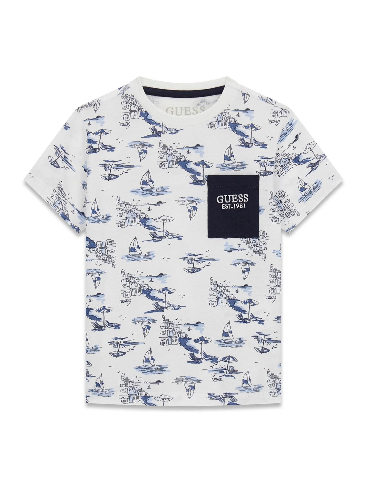 Guess Kids T-shirt a manica corta bambina blu city print