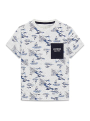 Guess Kids T-shirt a manica corta bambina blu city print