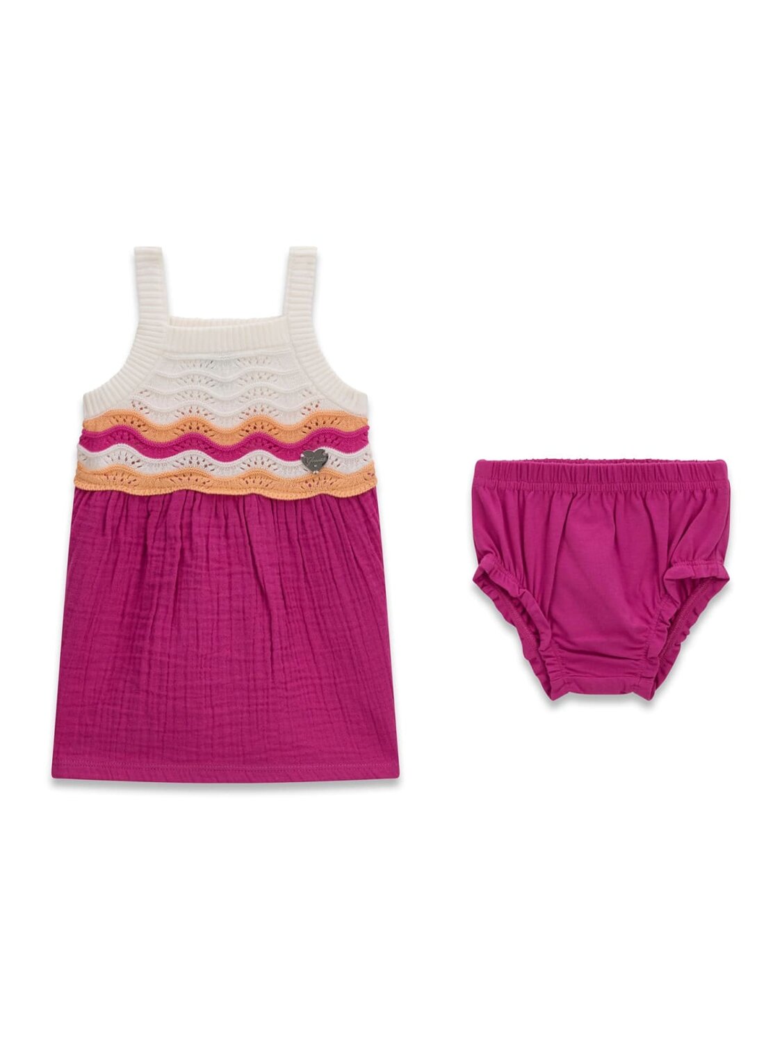 Guess Kids Abito crochet senza maniche mutandina bambino baby viola link and oran