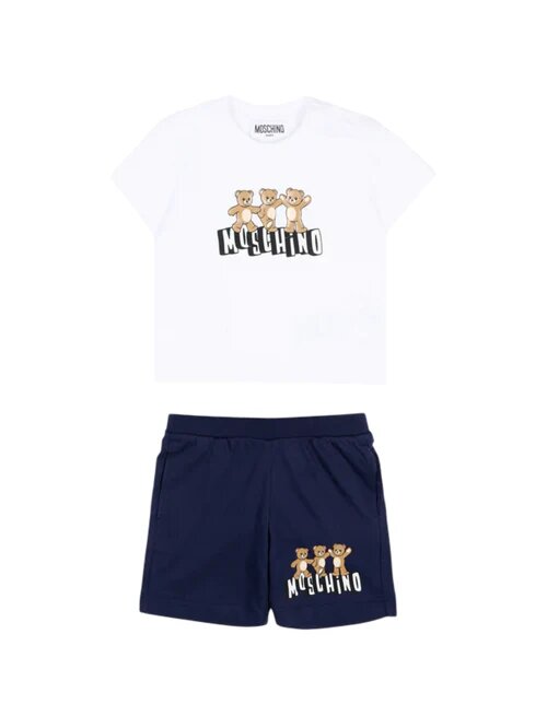 Moschino completo due pezzi baby unisex in cotone bianco