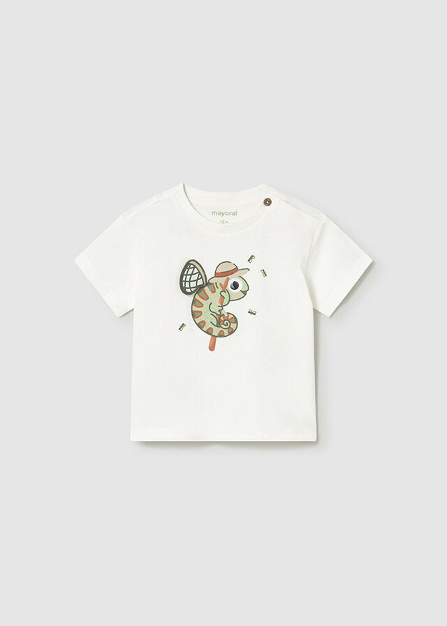 Mayoral T-shirt a manica corta applicazione bambino baby panna