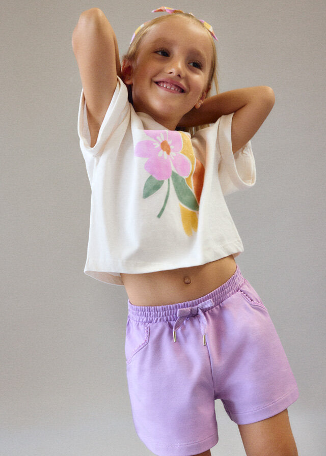 Mayoral T-shirt a manica corta bambina bianc osso 3010-94-6G