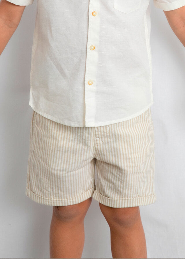 Mayoral Set bermuda lino elegante bambino avena riga – vista 2