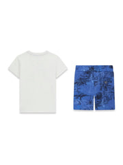 Guess Kids Set t-shirt a manica corta e shorts sportivi bambino bianco – vista 2
