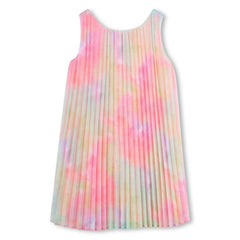Abito plissettato senza maniche Scugnizzi 0-16 con stampa tie-dye vivace nei toni del rosa, giallo e azzurro