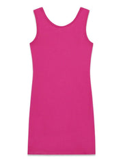 Abito smanicato casual Scugnizzi 0-16 per bambina in cotone fucsia con scollo rotondo e vestibilità comoda