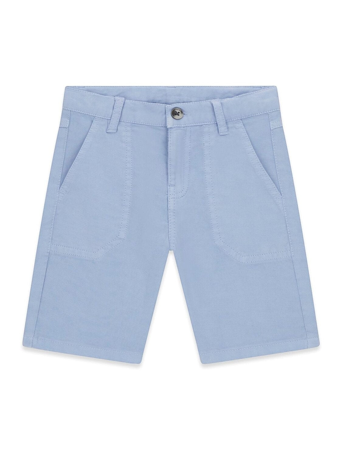 Pantaloncini Bermuda Scugnizzi 0-16 GUESS in cotone azzurro con tasche e chiusura a bottone per bambini