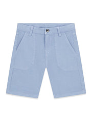Pantaloncini Bermuda Scugnizzi 0-16 GUESS in cotone azzurro con tasche e chiusura a bottone per bambini