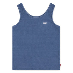 Canotta a costine blu denim per bambini Scugnizzi 0-16 con logo Levi's ricamato sul petto