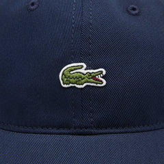 Cappellino con visiera Scugnizzi 0-16 in gabardine di cotone blu navy con logo coccodrillo ricamato sul davanti