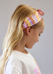 Bambina con Scugnizzi 0-16 fascia per capelli a righe multicolore e maglietta in cotone con stampa floreale