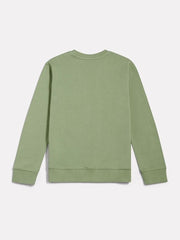 Felpa girocollo Scugnizzi 0-16 New Balance per bambini in cotone verde salvia con polsini a costine, vista posteriore