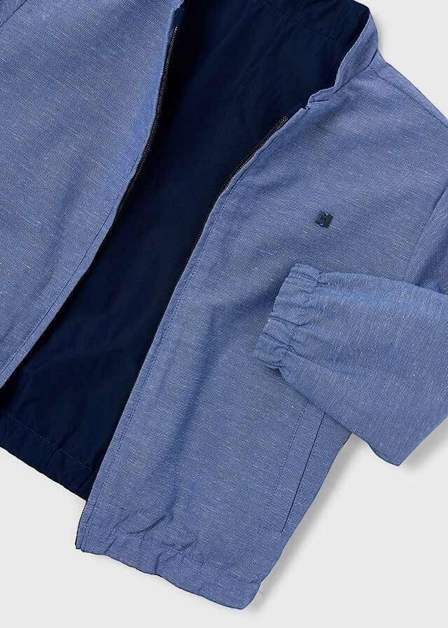Giacca bomber reversibile Scugnizzi 0-16 blu con zip, polsini elasticizzati e design versatile per bambini.