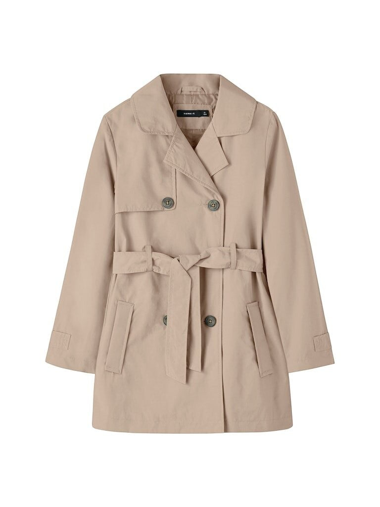 Giacca trench Name It per ragazza color Savannah Tan in cotone con cintura in vita, proposta da Scugnizzi 0-16