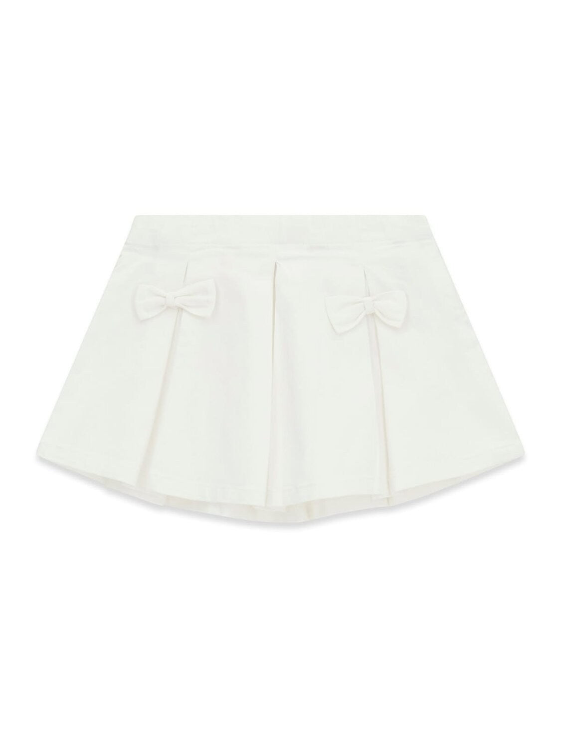 Gonna a pieghe bianca Scugnizzi 0-16 per bambina con delicati fiocchi decorativi sul davanti