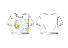 T-shirt a maniche corte Scugnizzi 0-16 GUESS in cotone con stampa frontale di limoni e logo floreale