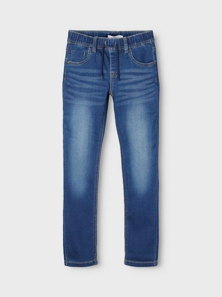 Jeans casual Scugnizzi 0-16 in denim blu con vita elasticizzata e coulisse per bambini