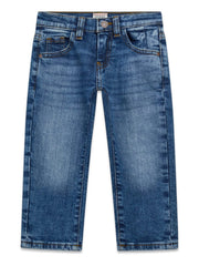 Jeans blu medio in denim per bambini Scugnizzi 0-16 con lavaggio vissuto e classico design a cinque tasche