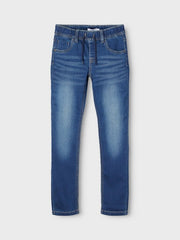 Jeans casual Scugnizzi 0-16 in denim blu con vita elasticizzata e coulisse per bambini