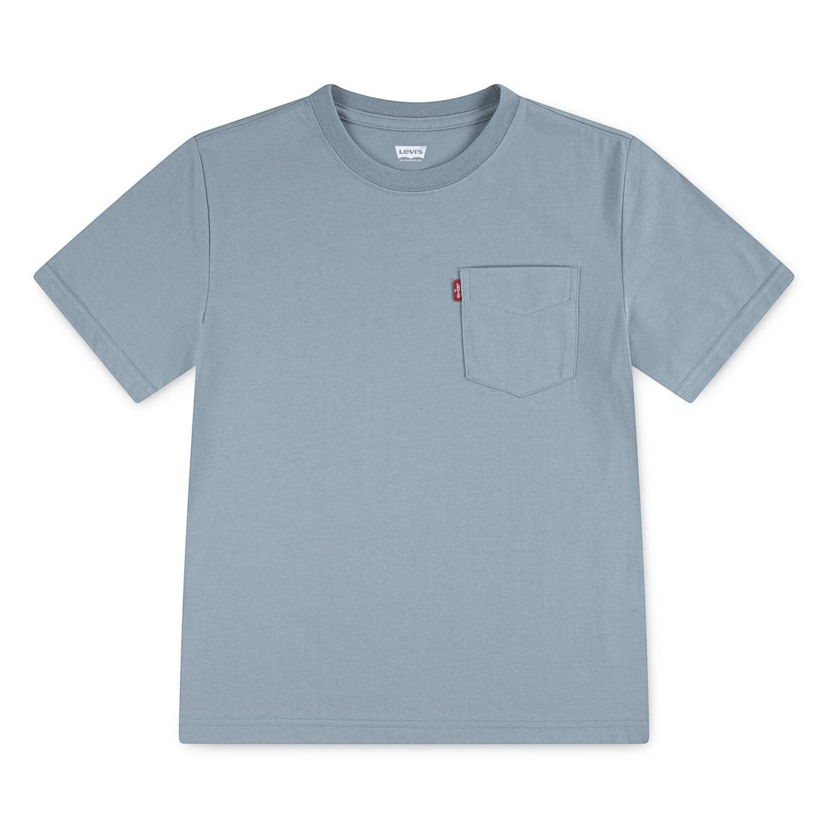 T-shirt Scugnizzi 0-16 Levi's per bambini in cotone azzurro polvere con taschino frontale ed etichetta rossa