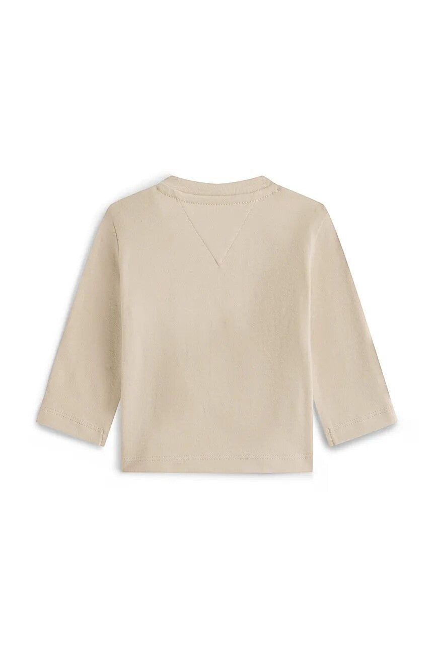 Maglietta a maniche lunghe Scugnizzi 0-16 in cotone beige con dettaglio cucitura a V sul retro