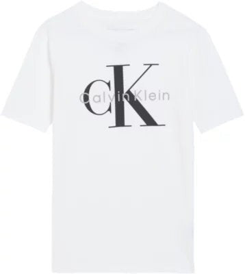 Maglietta bianca a maniche corte Scugnizzi 0-16 in cotone con logo Calvin Klein nero stampato sul petto