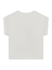 Maglietta a maniche corte bianca Scugnizzi 0-16 GUESS con risvolti, design minimalista in cotone morbido.