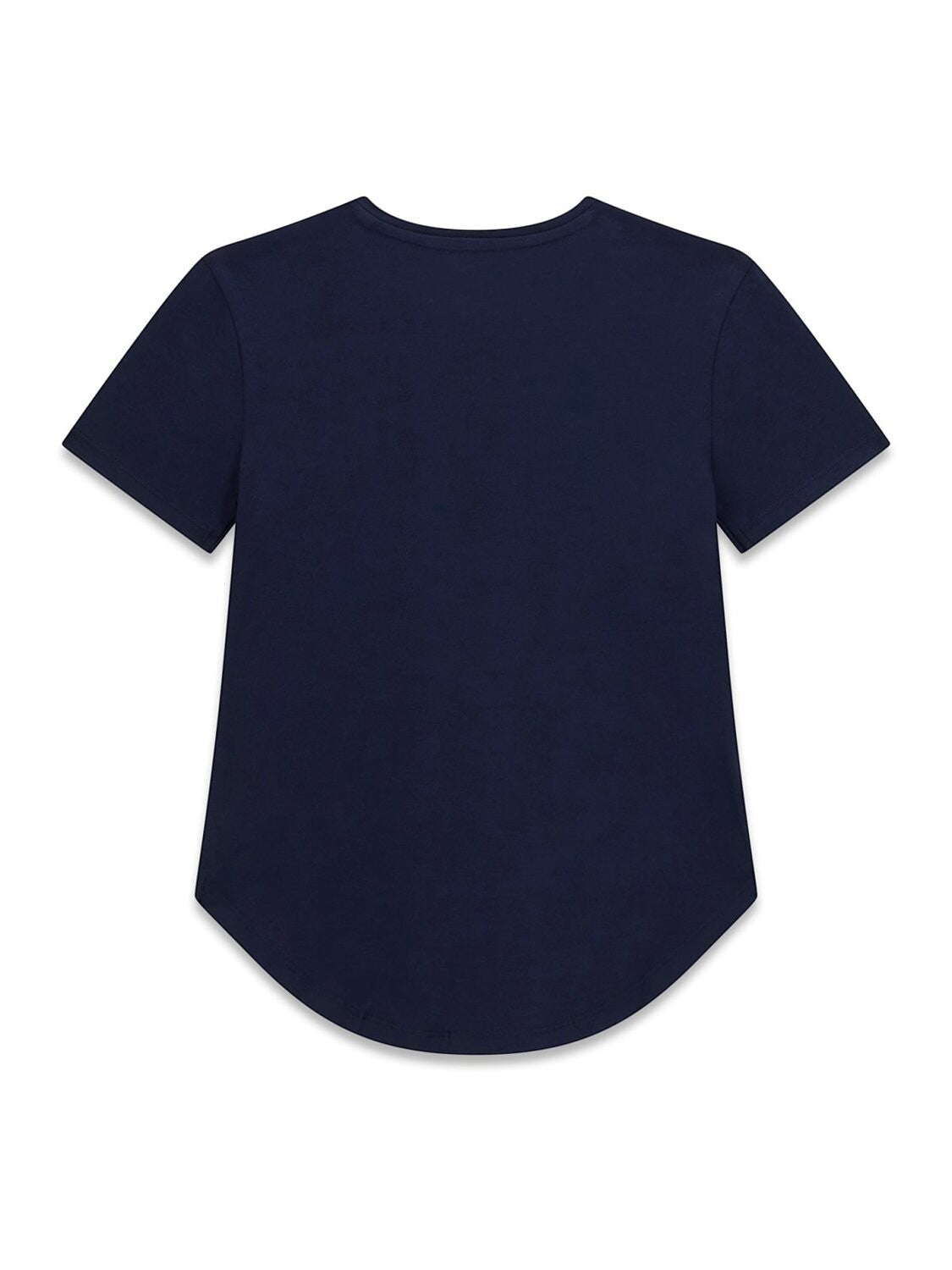 Retro della maglietta a maniche corte blu navy in cotone Scugnizzi 0-16 con orlo posteriore arrotondato
