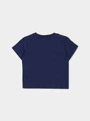 Maglietta a maniche corte Scugnizzi 0-16 in cotone blu navy con girocollo, vista posteriore