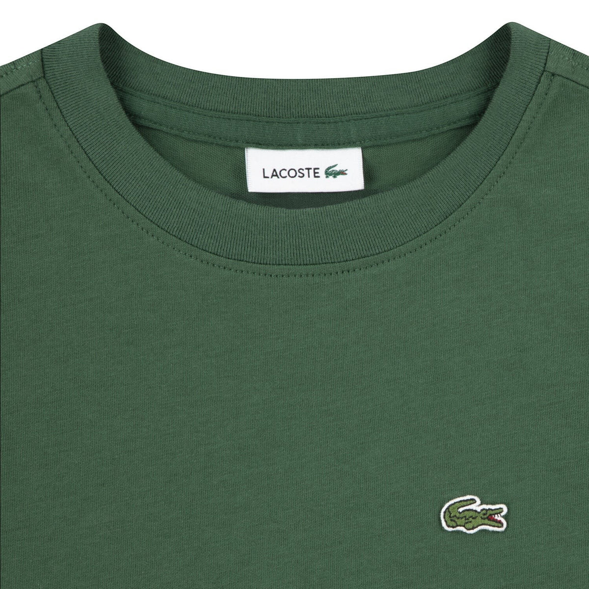 Maglietta a maniche corte Scugnizzi 0-16 Lacoste in cotone verde con logo coccodrillo ricamato e girocollo a costine