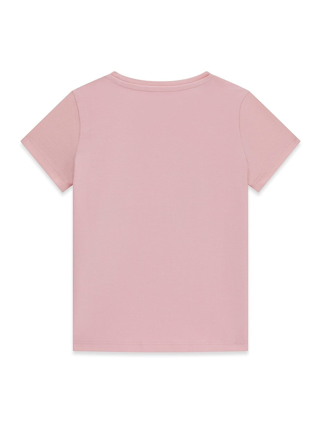 Vista posteriore della maglietta rosa a maniche corte in cotone GUESS di Scugnizzi 0-16 con girocollo